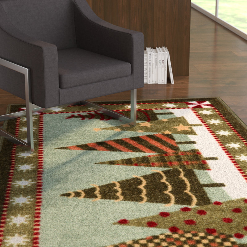 The Holiday Aisle andish Trendy Trees Green/Brown Area Rug & Reviews